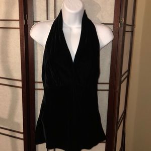 Vintage 90s Express black velvet velour halter top